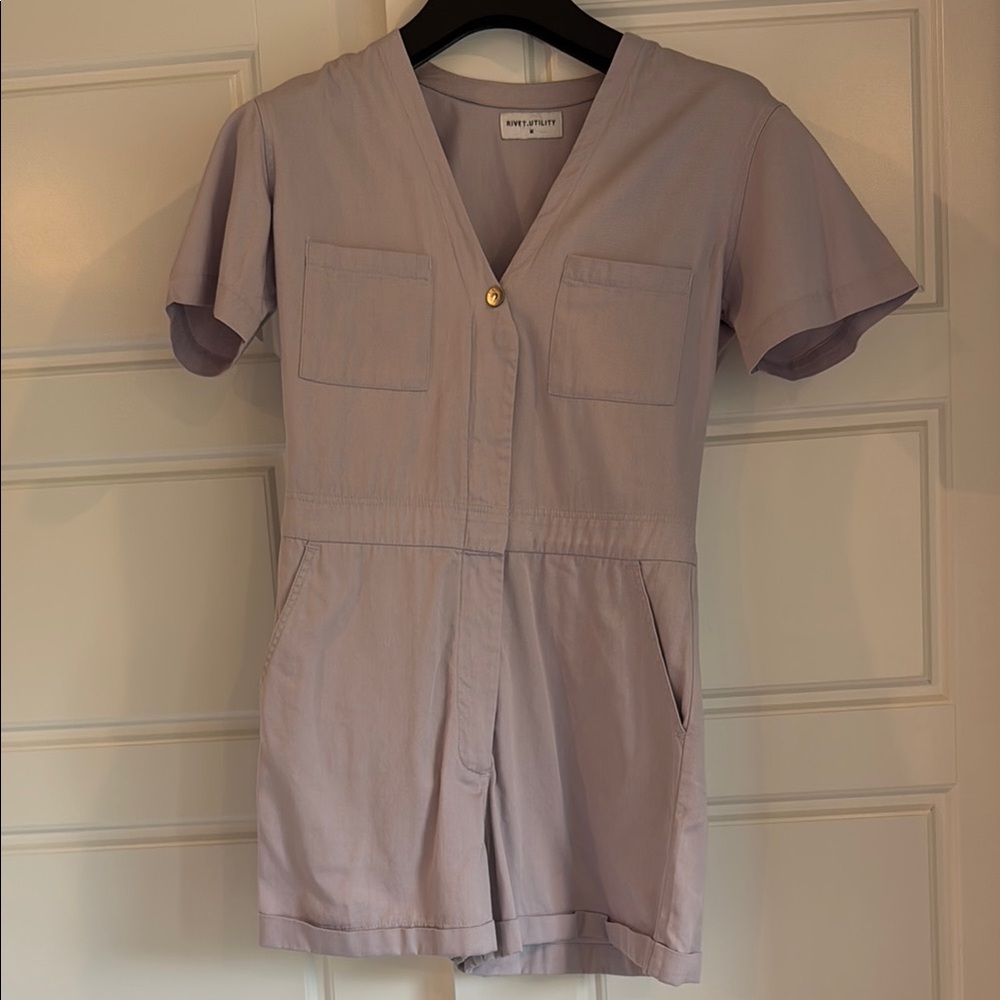 Rivet Utility Lavender V-Neck Romper